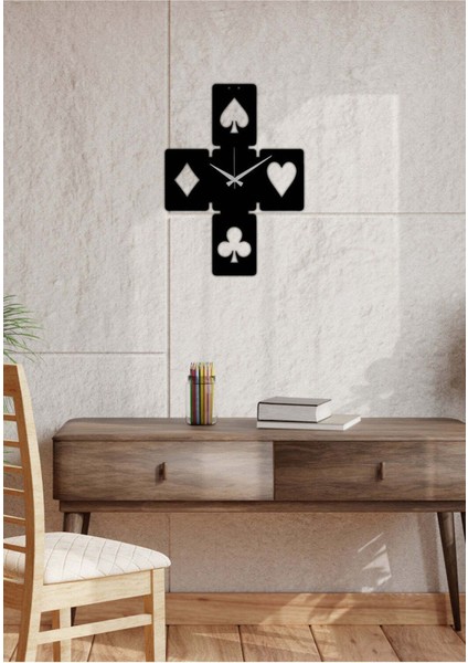 Blackjack Metal Duvar Saati -Ev Dekorasyon - 50 X 36 - Cm - Siyah - Clock-153