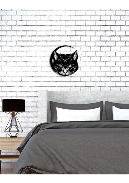 Alfa Kedi Metal Duvar Saati -Ev Dekorasyon - 45 X 40 - Cm - Siyah - Clock-164 fiyatları