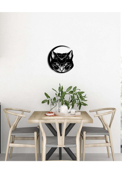 Alfa Kedi Metal Duvar Saati -Ev Dekorasyon - 45 X 40 - Cm - Siyah - Clock-164 fırsatları