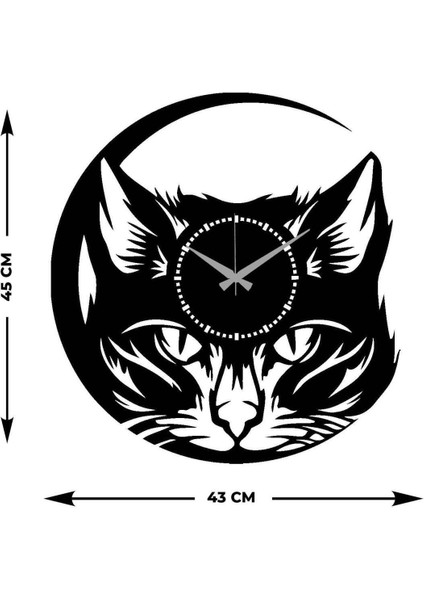 Alfa Kedi Metal Duvar Saati -Ev Dekorasyon - 45 X 40 - Cm - Siyah - Clock-164 indirimleri
