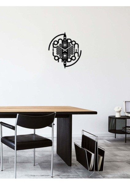 London Metal Duvar Saati -Ev Dekorasyon - 50 X 55 - Cm - Siyah - Clock-029 modelleri