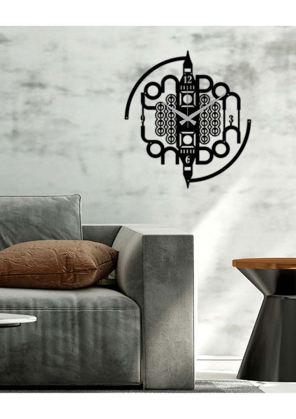 London Metal Duvar Saati -Ev Dekorasyon - 50 X 55 - Cm - Siyah - Clock-029 fırsatları