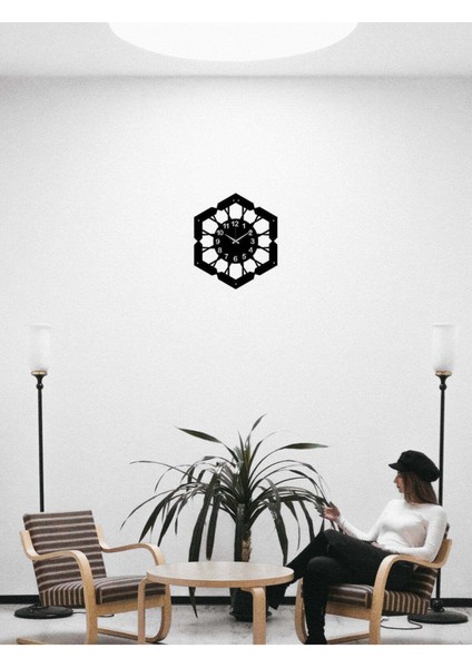 Serisi Metal Duvar Saati -Ev Dekorasyon - 50 X 43 - Cm - Siyah - Clock-042