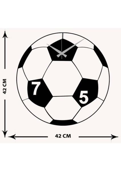 Futbol Topu Metal Duvar Saati -Ev Dekorasyon - 42 X 42 - Cm - Siyah - Clock-076