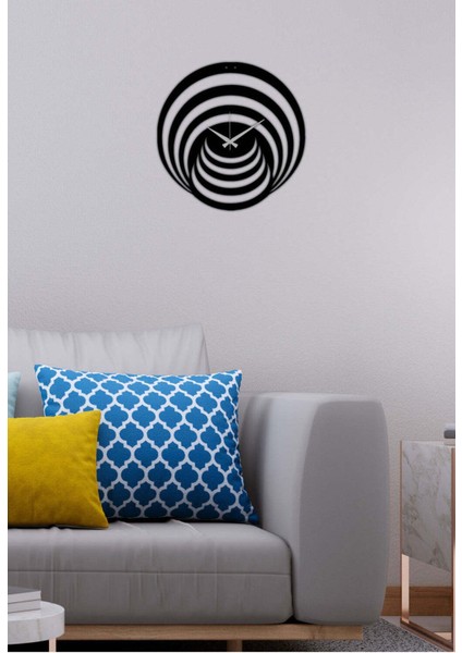 Illüzyon Metal Duvar Saati -Ev Dekorasyon - 42 X 42 - Cm - Siyah - Clock-124