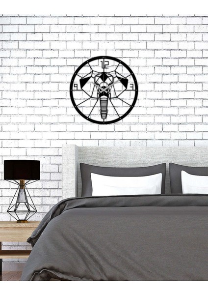 Fil Dekoratif Metal Duvar Saati -Ev Dekorasyon - 50 X 50 - Cm - Siyah - Clock-051