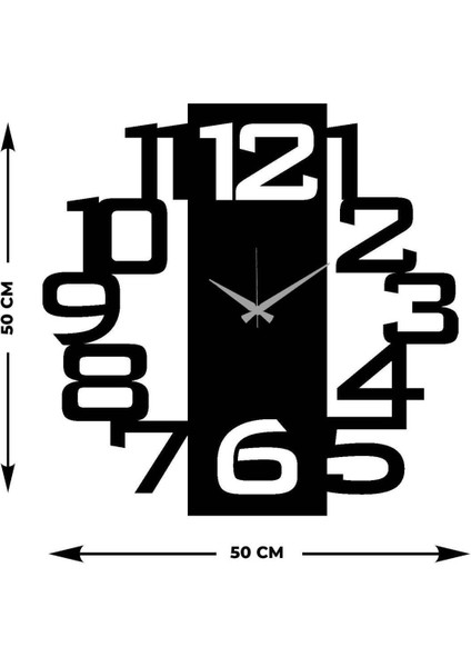 Modern Number Metal Duvar Saati -Ev Dekorasyon - 50 X 50 - Cm - Siyah - Clock-227 indirimleri