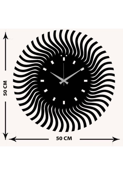 Güneş Metal Duvar Saati -Ev Dekorasyon - 50 X 50 - Cm - Siyah - Clock-158 indirimleri