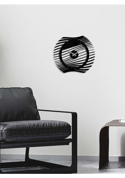 Modern Art Metal Duvar Saati -Ev Dekorasyon - 40 X 40 - Cm - Siyah - Clock-178