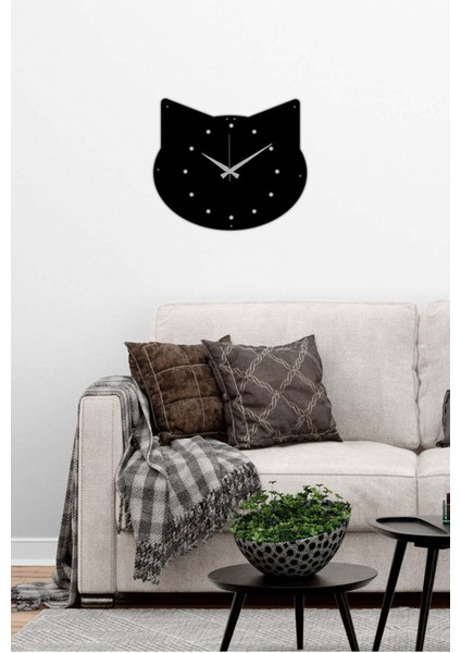 Kedikız Metal Duvar Saati -Ev Dekorasyon - 50 X 45 - Cm - Siyah - Clock-027 fırsatları