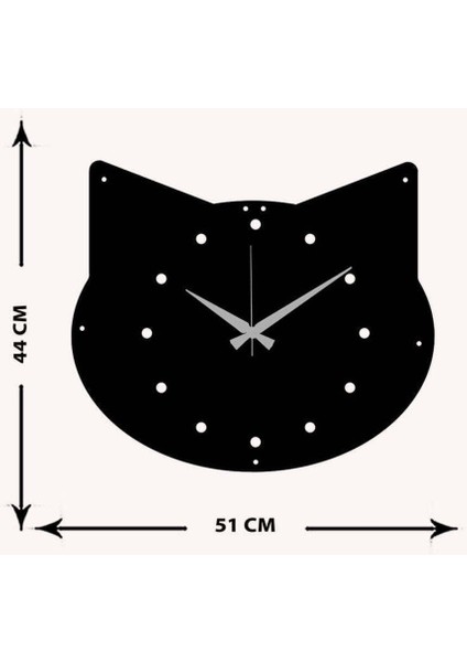 Kedikız Metal Duvar Saati -Ev Dekorasyon - 50 X 45 - Cm - Siyah - Clock-027 indirimleri