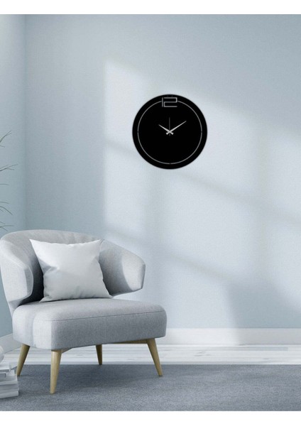 Serisi Metal Duvar Saati -Ev Dekorasyon - 42 X 42 - Cm - Siyah - Clock-138