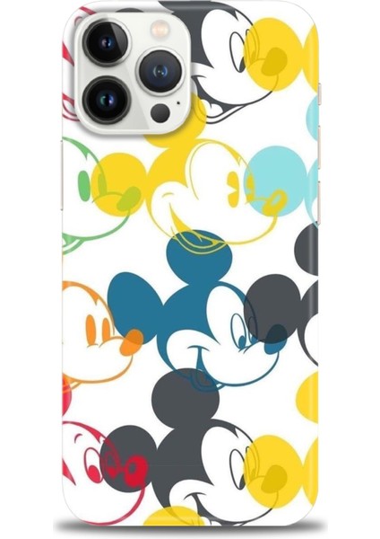 iPhone 14 Pro Kılıf Hd Baskılı - Renkli Mickey Mouse + 9h Nano Ekran Koruyucu