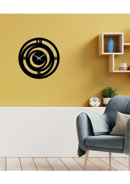 Serisi Metal Duvar Saati -Ev Dekorasyon - 40 X 40 - Cm - Siyah - Clock-058
