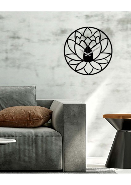 Lotus Metal Duvar Saati -Ev Dekorasyon - 50 X 50 - Cm - Siyah - Clock-069 modelleri