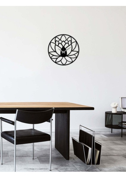 Lotus Metal Duvar Saati -Ev Dekorasyon - 50 X 50 - Cm - Siyah - Clock-069 fırsatları