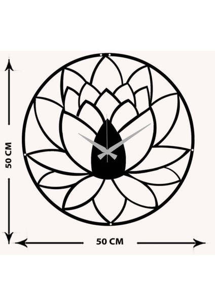 Lotus Metal Duvar Saati -Ev Dekorasyon - 50 X 50 - Cm - Siyah - Clock-069 indirimleri