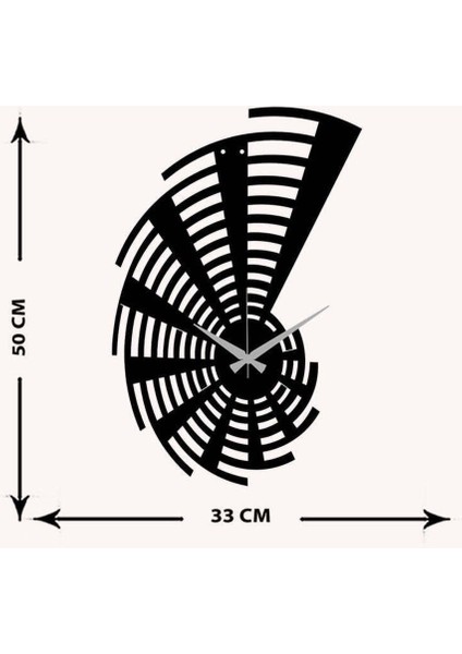 Dekoratif Metal Duvar Saati   -Ev Dekorasyon - 50 X 33 - Cm - Siyah - Clock-139