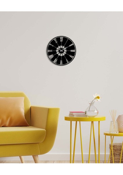 Serisi Metal Duvar Saati -Ev Dekorasyon - 42 X 42 - Cm - Siyah - Clock-222