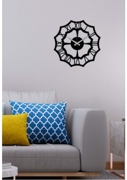 Serisi Metal Duvar Saati -Ev Dekorasyon - 50 X 43 - Cm - Siyah - Clock-057