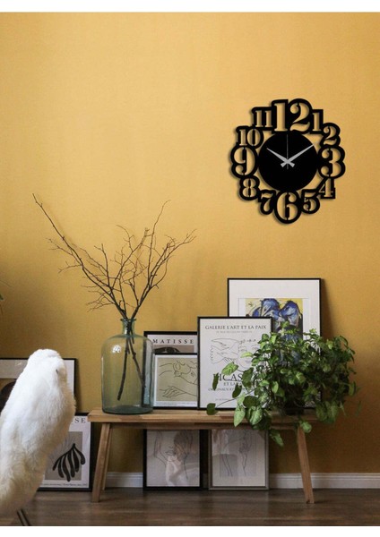 Modern Number Metal Duvar Saati -Ev Dekorasyon - 45 X 40 - Cm - Siyah - Clock-192