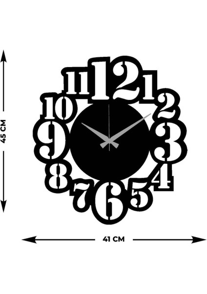 Modern Number Metal Duvar Saati -Ev Dekorasyon - 45 X 40 - Cm - Siyah - Clock-192 indirimleri