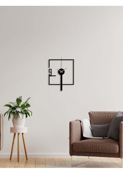 Modern Art Metal Duvar Saati -Ev Dekorasyon - 50 X 50 - Cm - Siyah - Clock-219