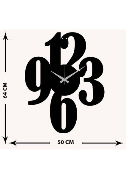 Serisi Metal Duvar Saati -Ev Dekorasyon - 50 X 65 - Cm - Siyah - Clock-150