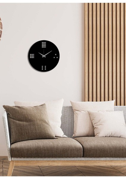 Zar Metal Duvar Saati -Ev Dekorasyon - 40 X 40 - Cm - Siyah - Clock-180
