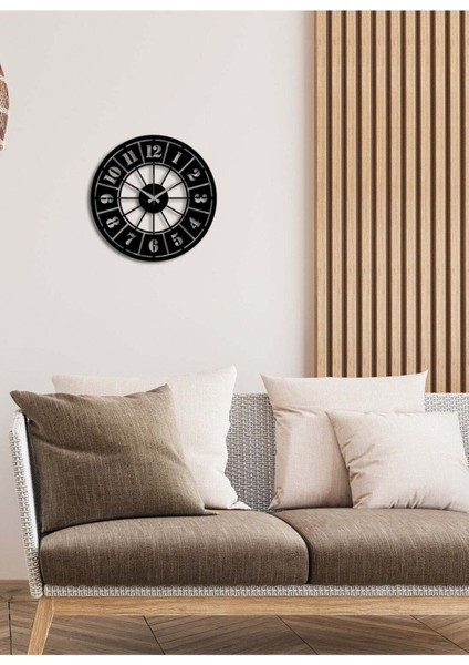 Rulet Metal Duvar Saati -Ev Dekorasyon - 50 X 50 - Cm - Siyah - Clock-201