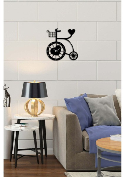 Retro Heart Bike Metal Duvar Saati -Ev Dekorasyon - 60 X 58 - Cm - Siyah - Clock-253 fırsatları