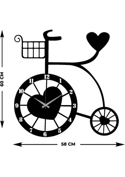 Retro Heart Bike Metal Duvar Saati -Ev Dekorasyon - 60 X 58 - Cm - Siyah - Clock-253 indirimleri