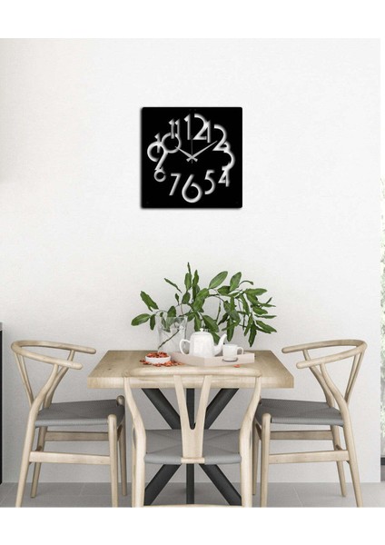 Modern Metal Duvar Saati -Ev Dekorasyon - 50 X 50 - Cm - Siyah - Clock-001