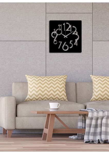 Modern Metal Duvar Saati -Ev Dekorasyon - 50 X 50 - Cm - Siyah - Clock-001