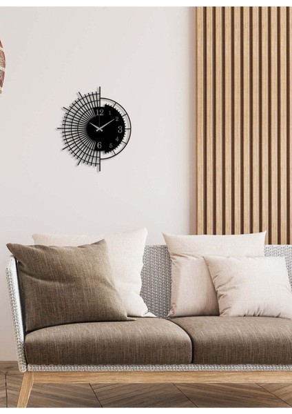 Serisi Metal Duvar Saati -Ev Dekorasyon - 50 X 44 - Cm - Siyah - Clock-244