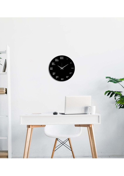 Modern Art Metal Duvar Saati -Ev Dekorasyon - 40 X 40 - Cm - Siyah - Clock-251