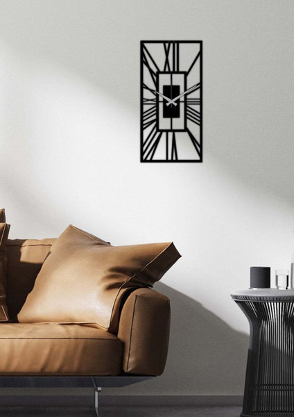 Serisi Metal Duvar Saati -Ev Dekorasyon - 60 X 30 - Cm - Siyah - Clock-144