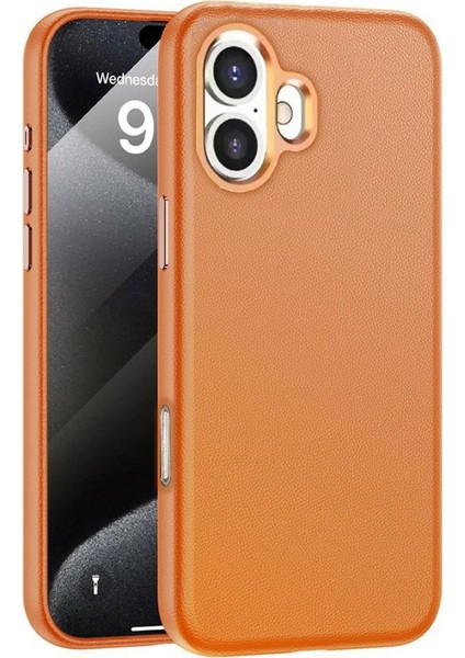 Apple iPhone 16 Plus Magsafe Şarj Özellikli Hasara ve Çizilmeye Dayanıklı Elegance Deri Kapak