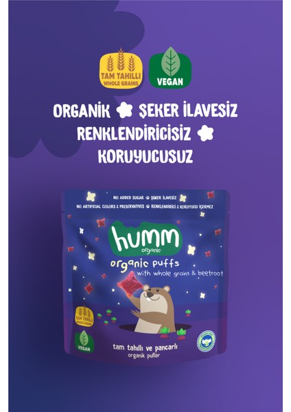 Humm Organic  Pancarlı & Tam Tahıllı Puflar 6 Adet