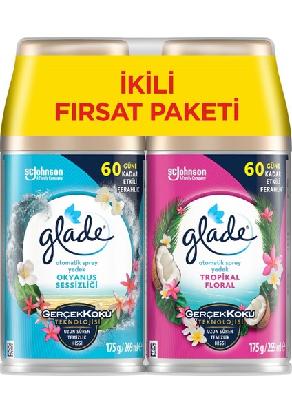 Oda Kokusu Otomatik Sprey Yedek 269ml (8 Li Set) Okyanus Sessizliği ve Tropikal Floral (4pk*2)