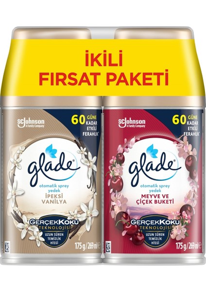 Oda Kokusu Otomatik Sprey Yedek 269ml (12 Li Set) Ipeksi Vanilya ve Meyve Çiçek Buketi (6pk*2)