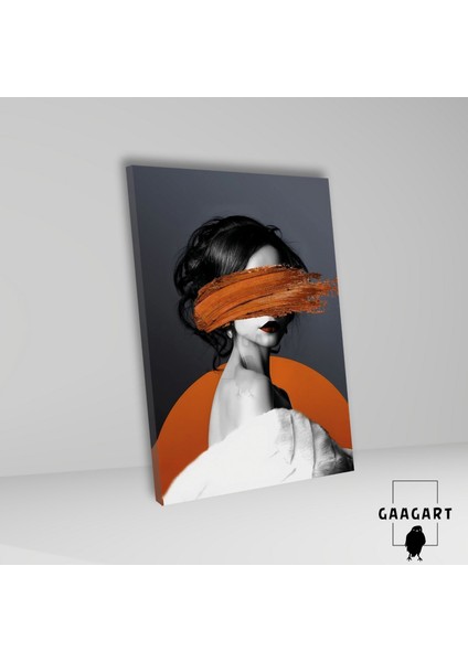 Tekli Dikey Kanvas Duvar Tablosu Turuncu Detaylı Kadın Portresi fiyatları