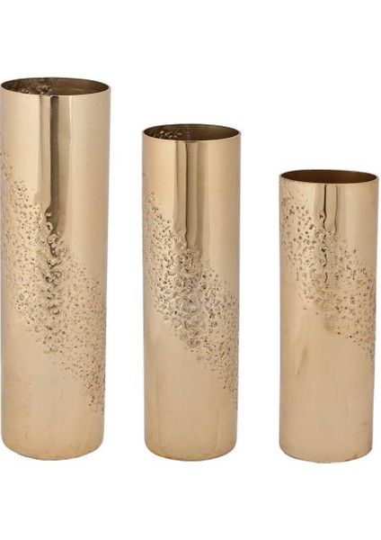 421338 "kurashıkı" Gold Rengi 3'lü Set Metal Vazo