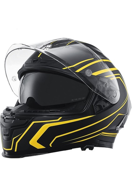 FF-871 Flash Mat Siyah-Sarı Güneş Vizörlü Kapalı Kask