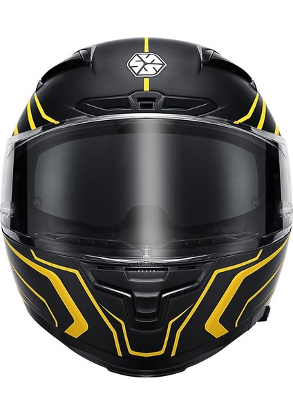 FF-871 Flash Mat Siyah-Sarı Güneş Vizörlü Kapalı Kask