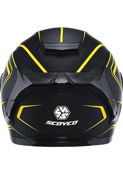 FF-871 Flash Mat Siyah-Sarı Güneş Vizörlü Kapalı Kask