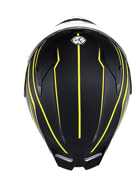 FF-871 Flash Mat Siyah-Sarı Güneş Vizörlü Kapalı Kask