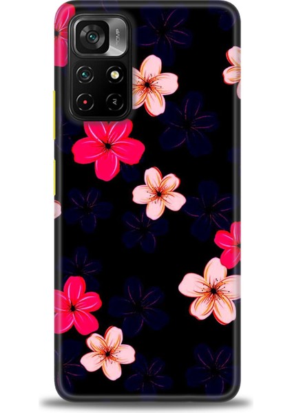 Xiaomi Redmi Note 11 Pro Plus Kılıf Hd Baskılı Kılıf - Pembe Mavi Çiçekler + 9h Nano Ekran Koruyucu