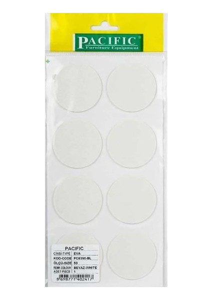 Zemin Koruyucu 50 mm Yuvarlak Parlak Beyaz EVA Keçe, Ses ve Çizik Önleyici Mobilya Keçesi 2 Adet fiyatları