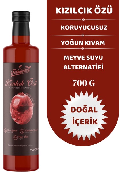 Fethiyeden Gelsin Doğal Ve Katkısız Organik Kızılcık Özü 700gr